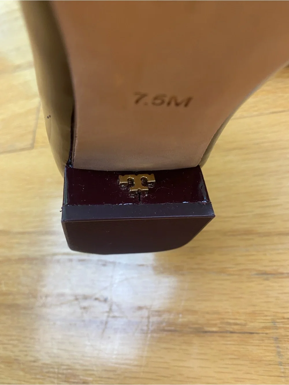 Tory Burch Gigi Pump Soft Patent Leather Low Heels Burgundy Oxblood  Women’s 7.5